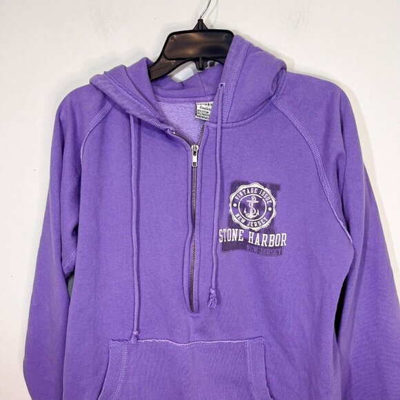 Stone Harbor NJ Hoodie L Womens Half Zip Purple Long Sleeve Popover Size Large - Picture 3 of 10